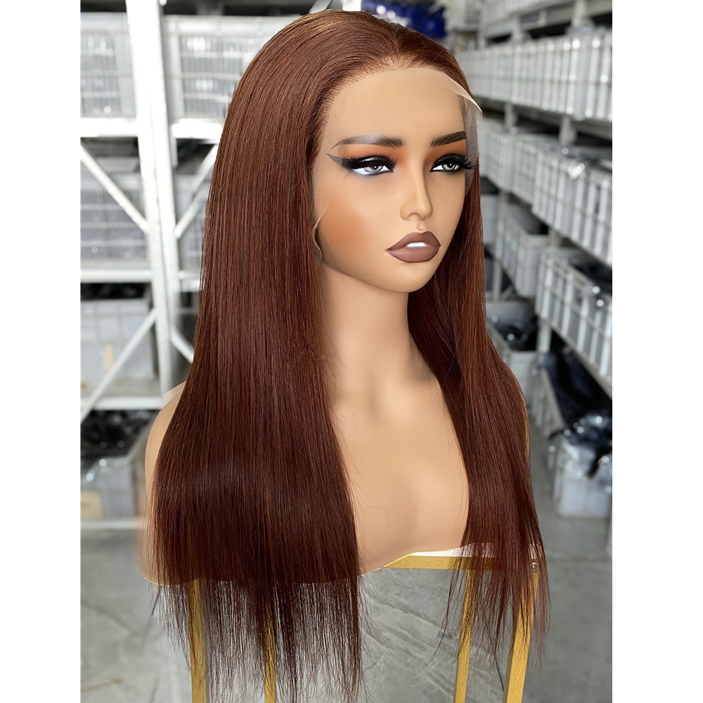 18inch Color #33 Straight Human Hair 13x4 Lace Frontal Wig 180% Density
